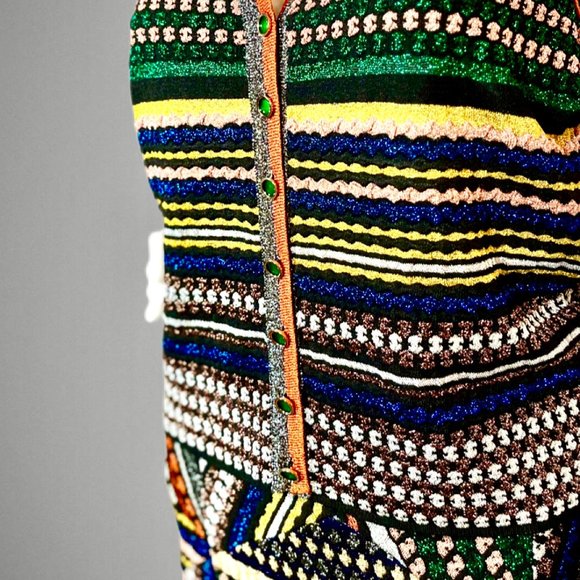 ⭐️ SALE: $1140 Orange Label MISSONI Metallic Knit Cardigan Vest Size 6 - Picture 6 of 14